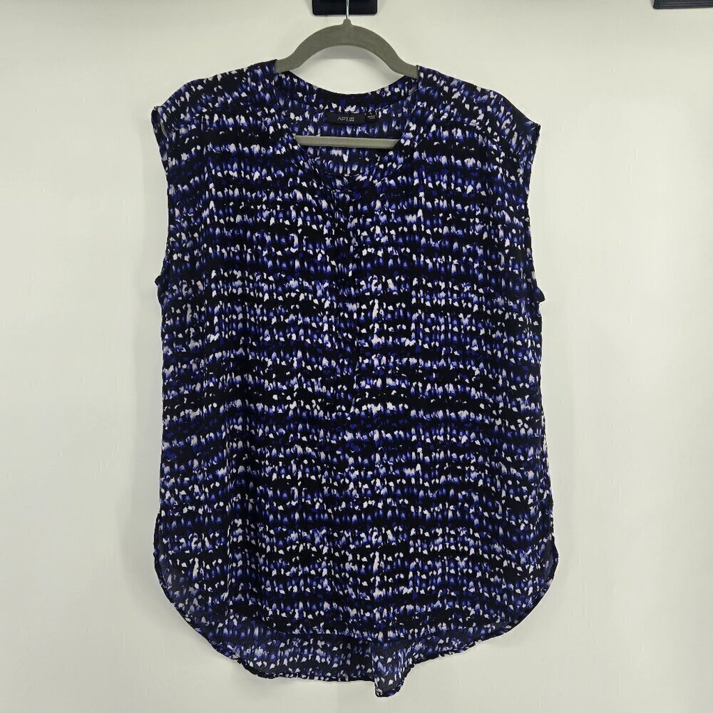 Apt 9 Abstract Print Sleeveless Blouse - L Blue/Black Print